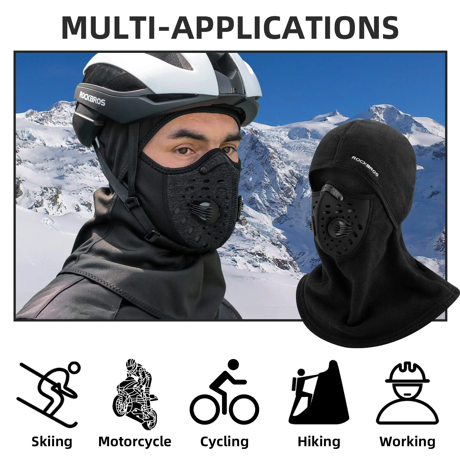 ROCKBROS Ski Mask Balaclava Winter Mask for Men Baclava Cold Weather Thermal - Image 8