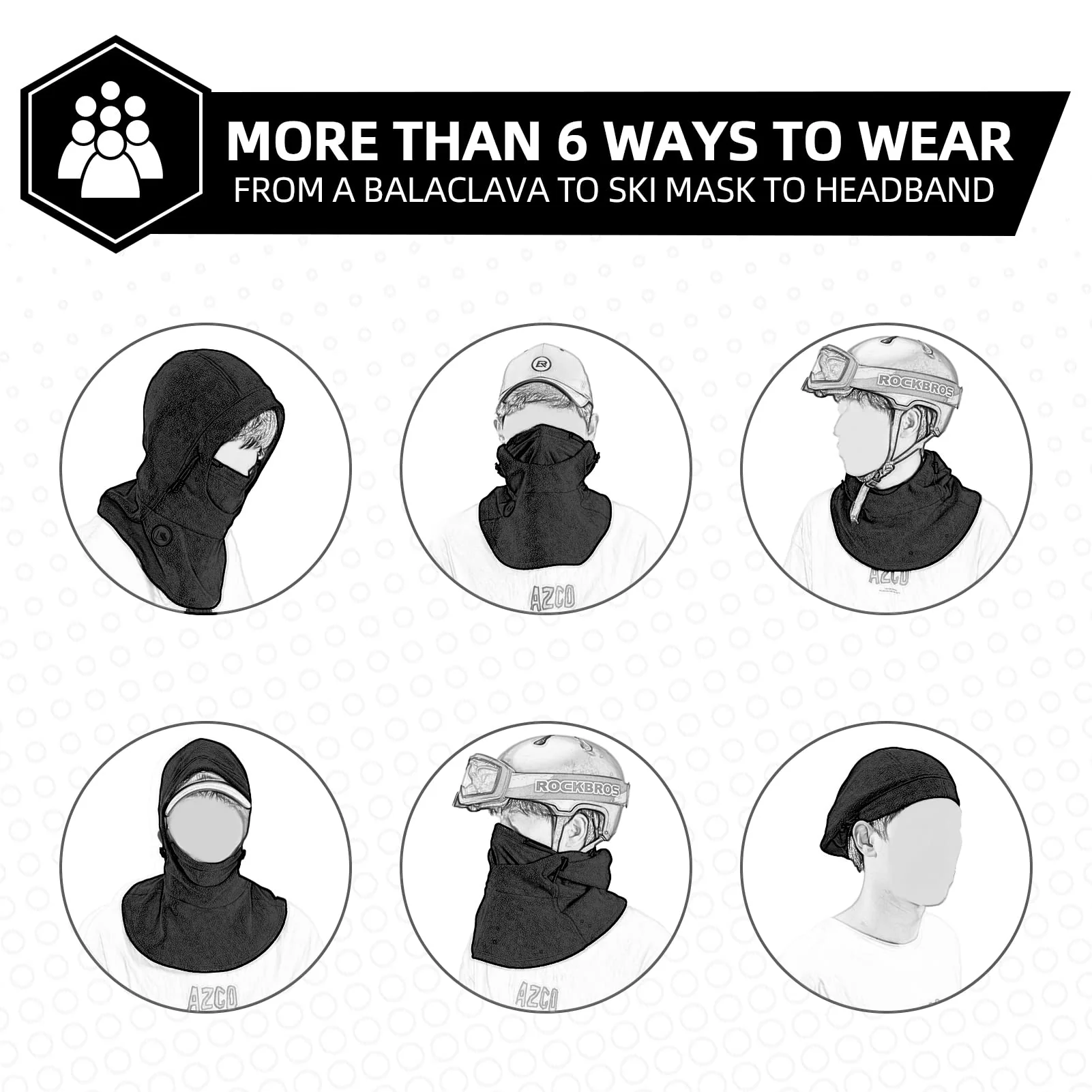 ROCKBROS Ski Mask Thermal Fleece Balaclava Winter Face Cover for Men Women - Image 3