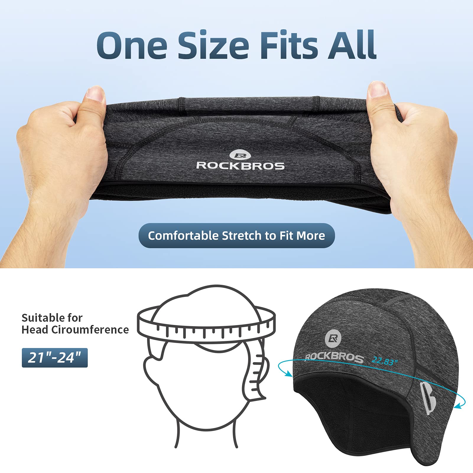 ROCKBROS Winter Skull Cap Helmet Liner, Thermal Cycling Beanie with Glasses Holes - Image 9