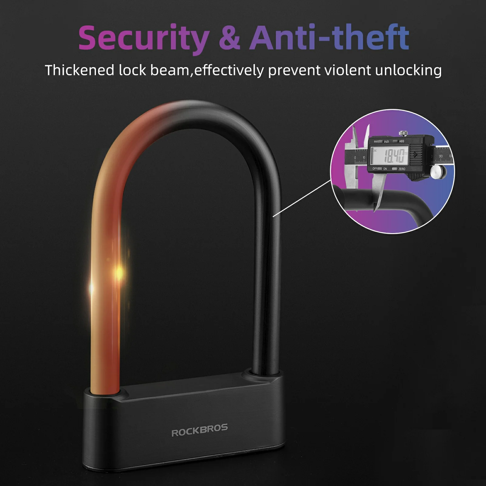ROCKBROS Smart Bike U Lock with Fingerprint and App Control Waterproof - Image 4