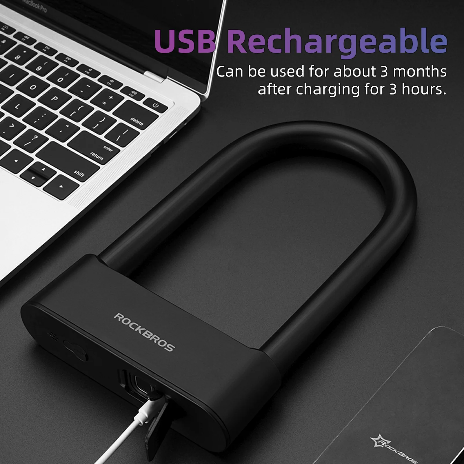 ROCKBROS Smart Bike U Lock with Fingerprint and App Control Waterproof - Image 6