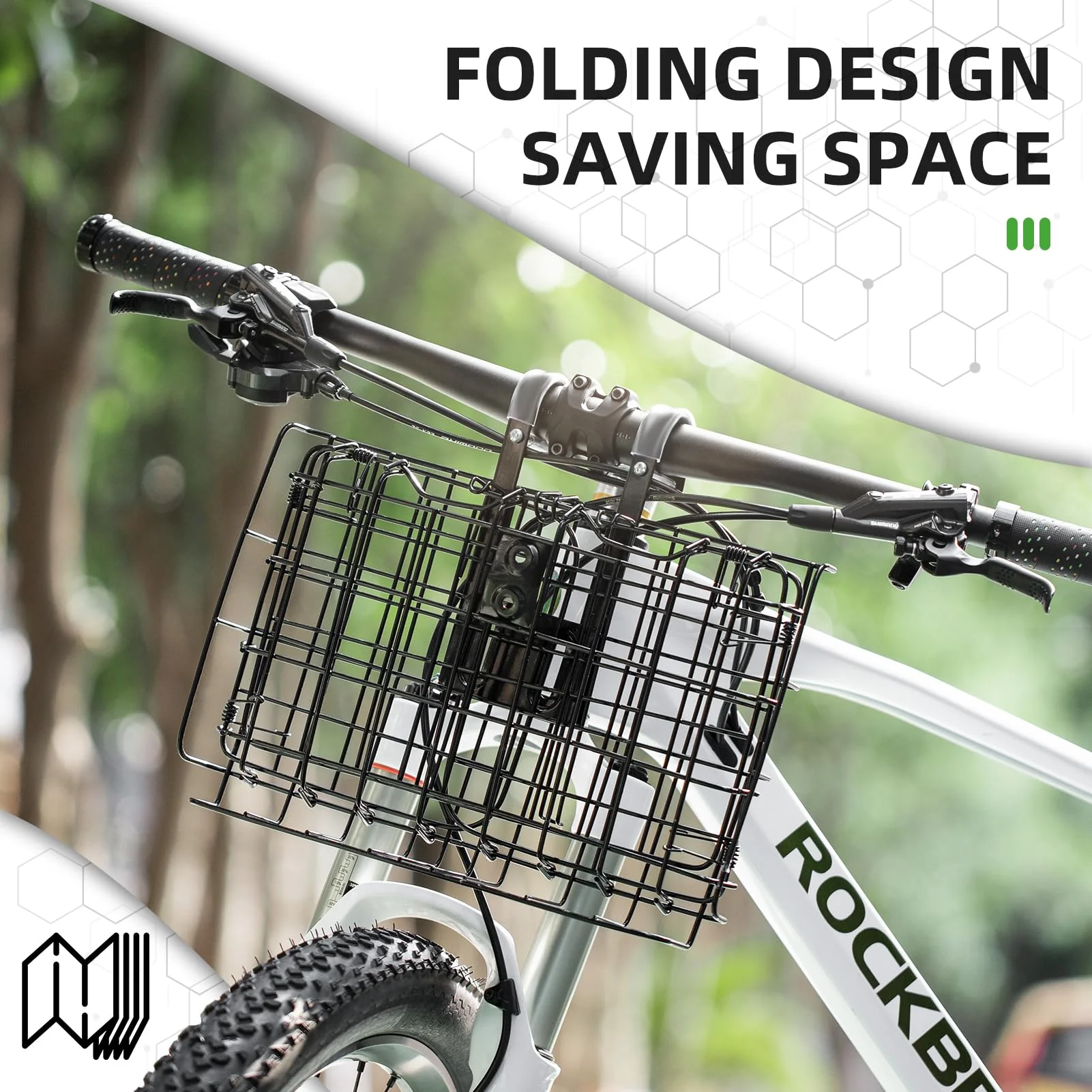 ROCKBROS Sturdy Folding Bike Basket Easy Install for Scooter, Mountain Bike Beach Cruiser - Image 3