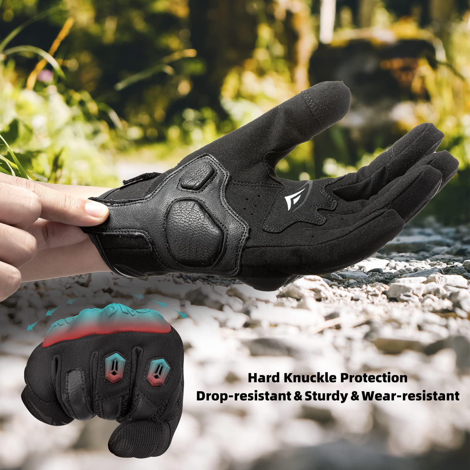 ROCKBROS Summer Motorcycle Gloves - Breathable, Touchscreen Hard Knuckle Gloves for Men Women - Image 3