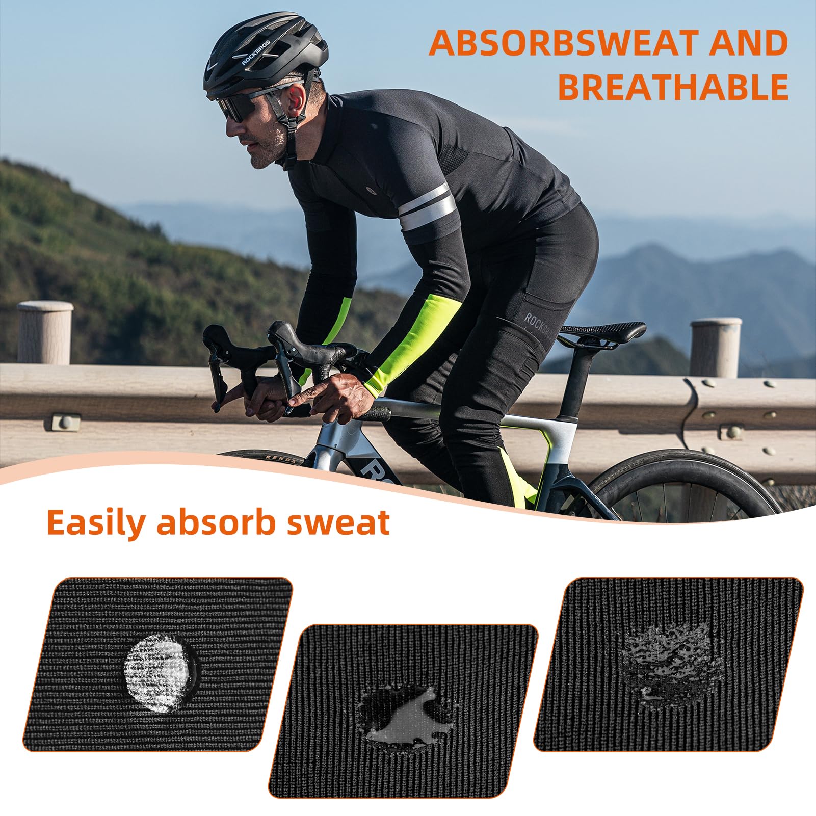 ROCKBROS Thermal Compression Arm Warmers for Men, Cycling Arm Sleeves for Winter Outdoor Activities - Image 4