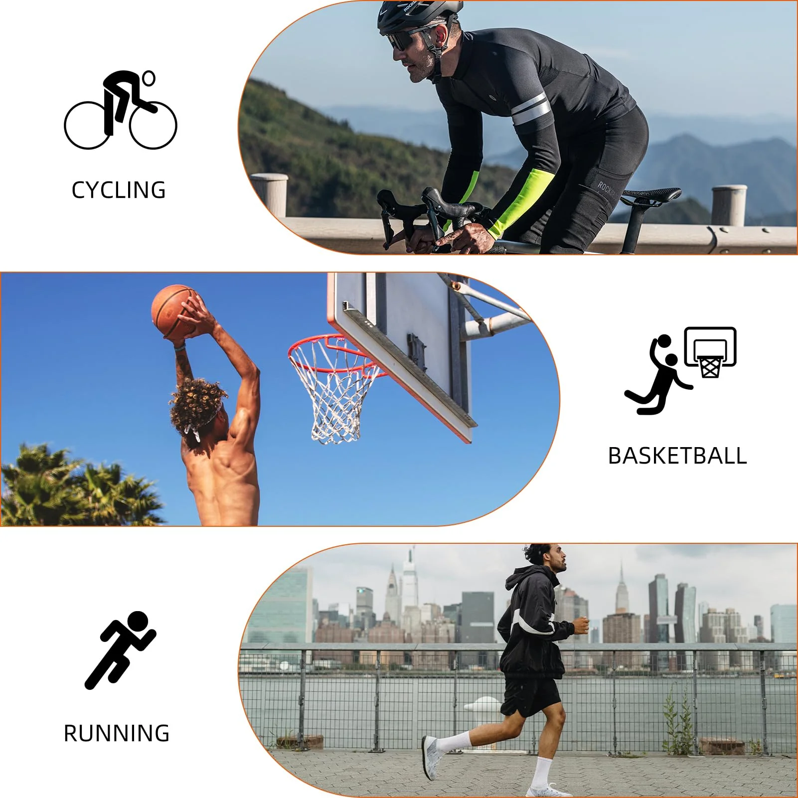 ROCKBROS Thermal Compression Arm Warmers for Men, Cycling Arm Sleeves for Winter Outdoor Activities - Image 6