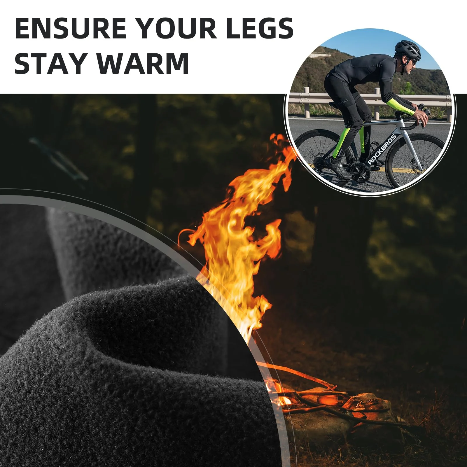 ROCKBROS Thermal Compression Leg Warmers for Men and Women, Full Leg Sleeves for Cycling - Image 2
