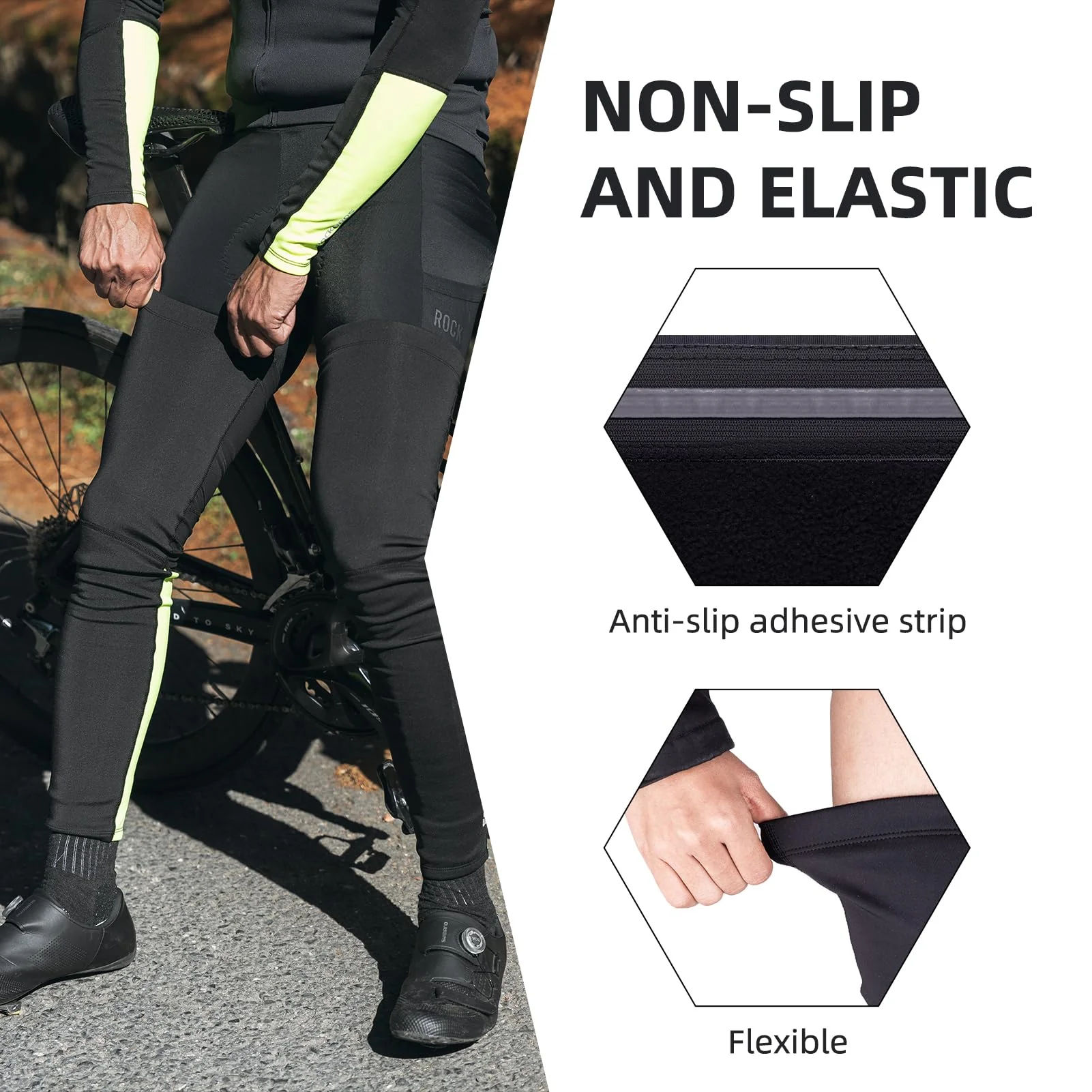 ROCKBROS Thermal Compression Leg Warmers for Men and Women, Full Leg Sleeves for Cycling - Image 3