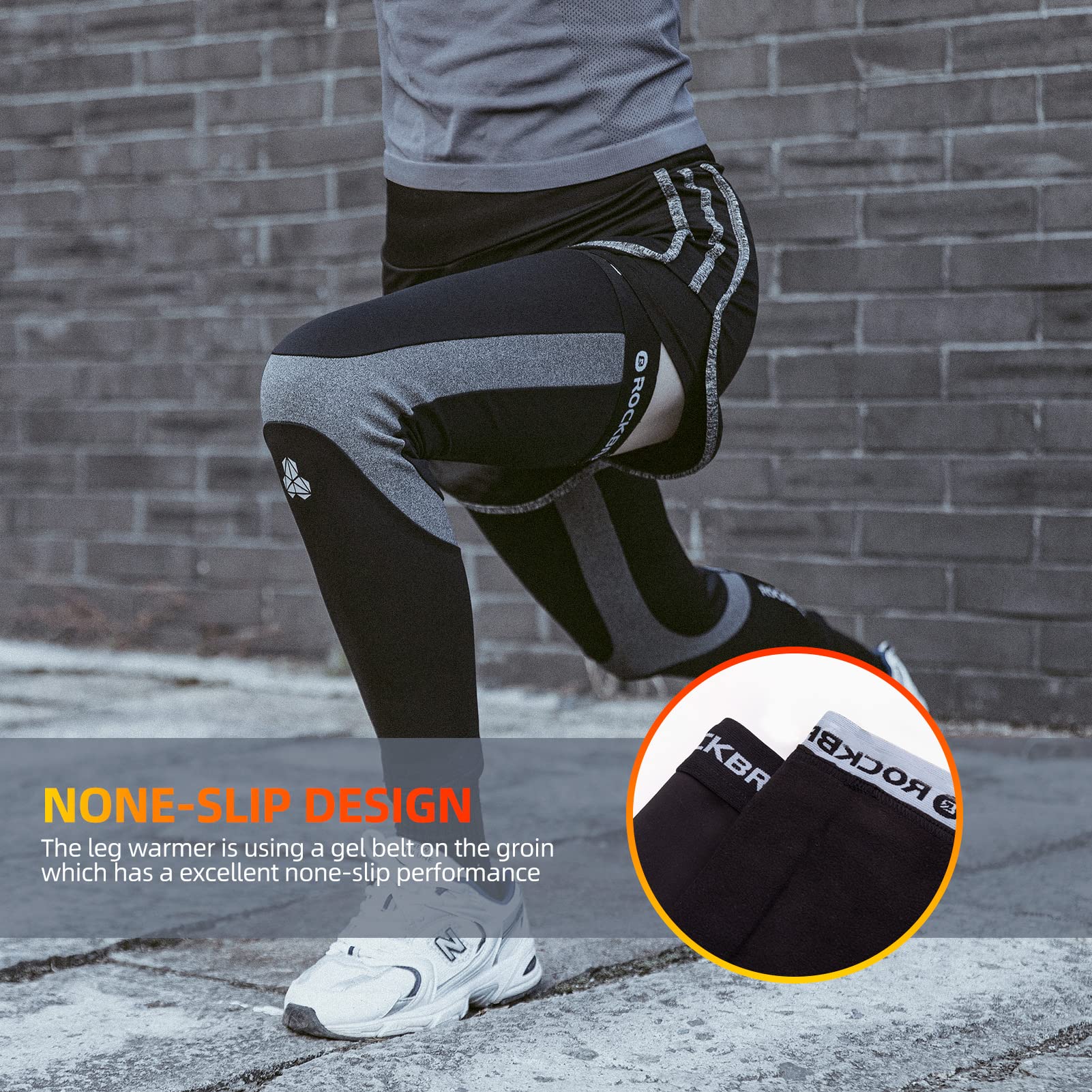 ROCKBROS Thermal Fleece Cycling Running Leg Warmers, Non-Slip Long Leg Sleeves for Winter - Image 7
