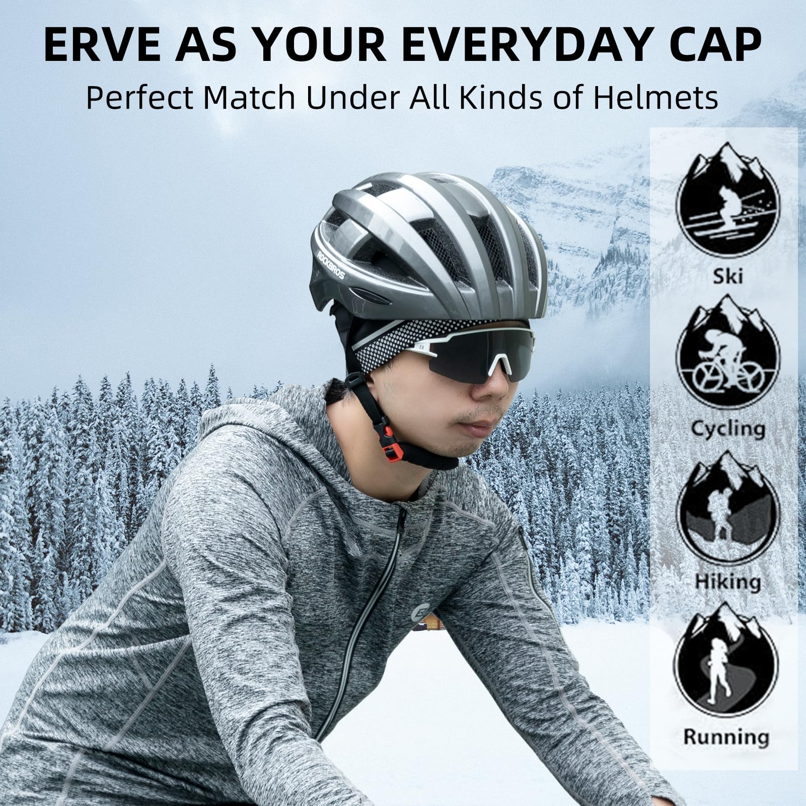 ROCKBROS Thermal Skull Cap Winter Hat for Men Women, Ear Warmers Helmet Liner - Image 3