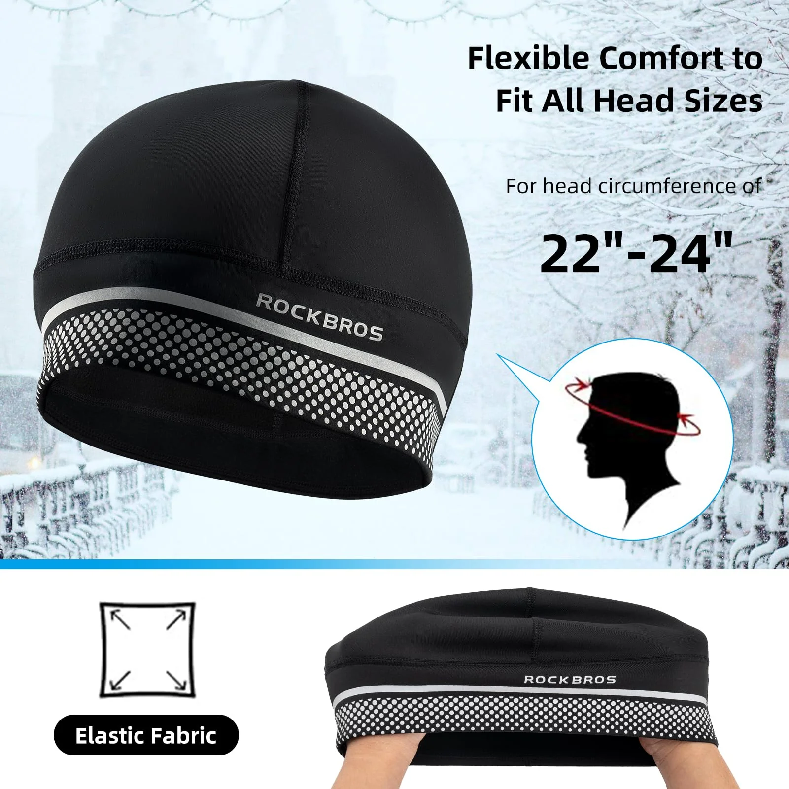 ROCKBROS Thermal Skull Cap Winter Hat for Men Women, Ear Warmers Helmet Liner - Image 5