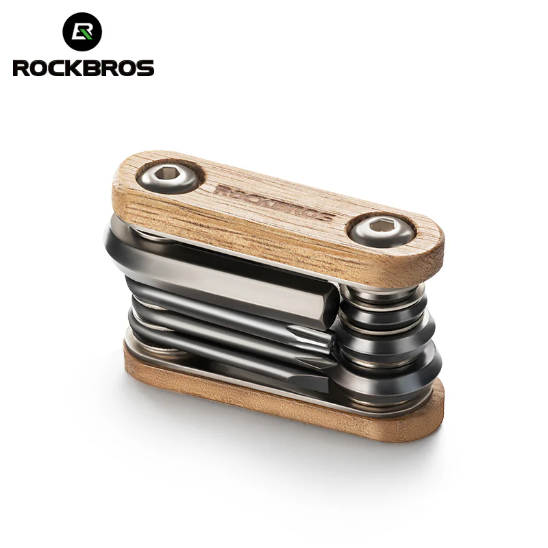 ROCKBROS Titanium-Plated 8-in-1 Wood Handle Multi-function Tool - Image 2