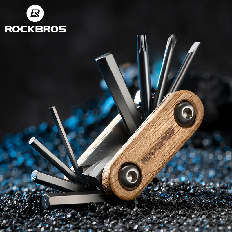 ROCKBROS Titanium-Plated 8-in-1 Wood Handle Multi-function Tool - Image 7