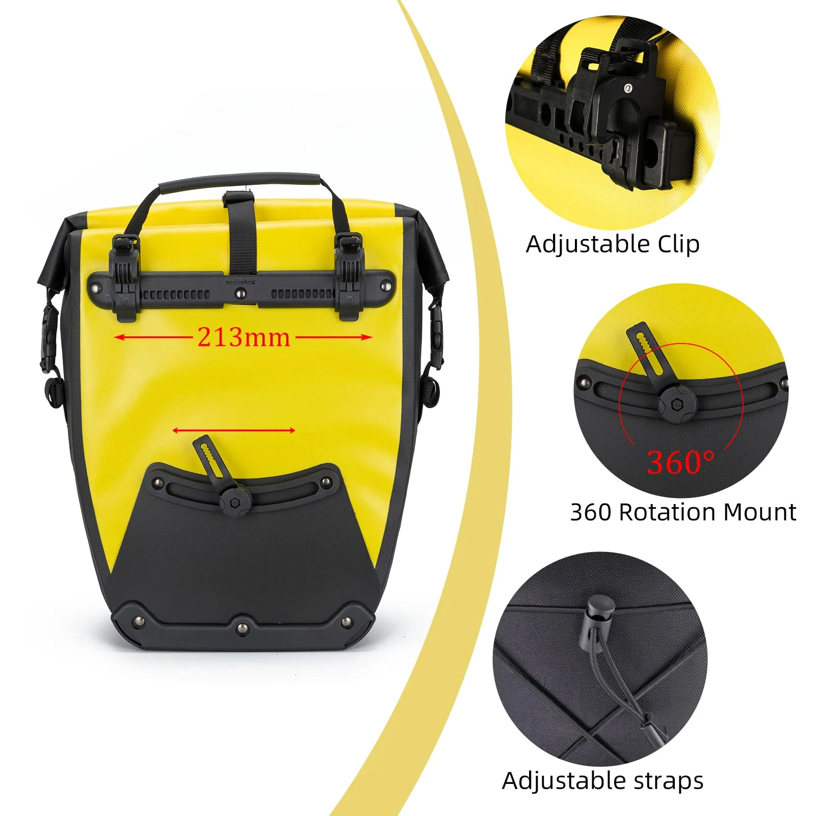 ROCKBROS Waterproof 27L Large Capacity Bike Rear Rack Bicycle Pannier Bag Waterproof - Image 11
