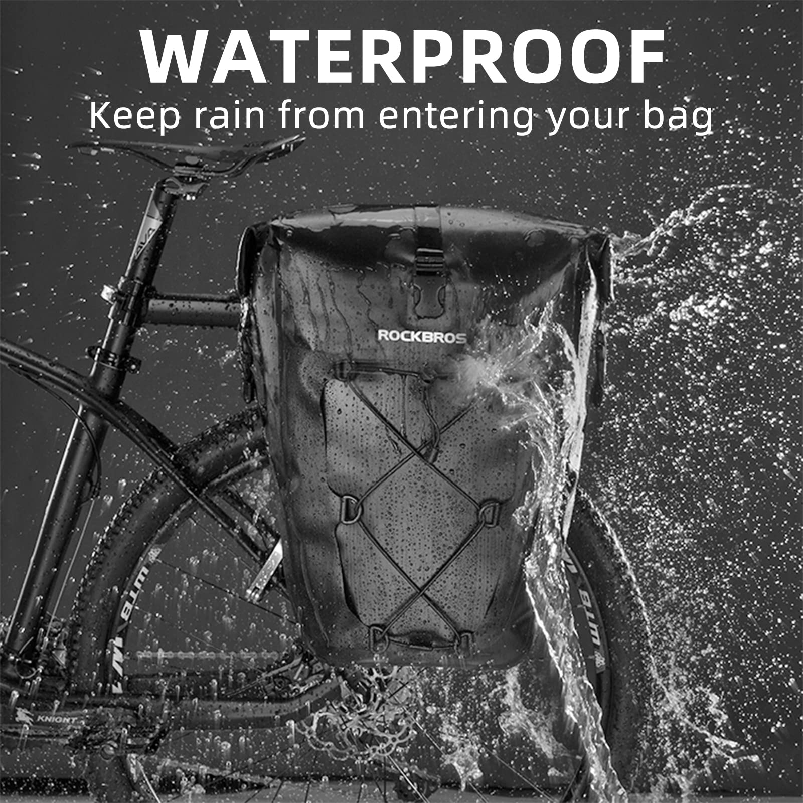 ROCKBROS Waterproof 27L Large Capacity Bike Rear Rack Bicycle Pannier Bag Waterproof - Image 3