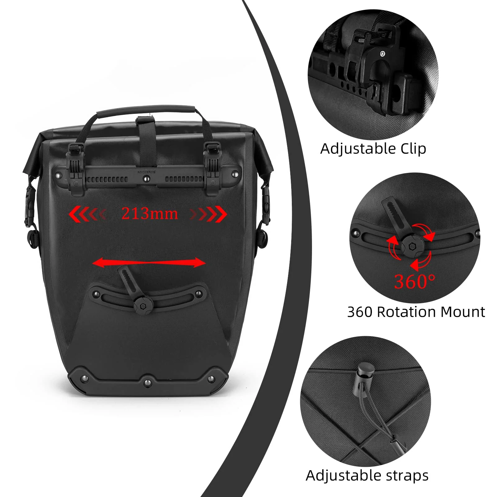 ROCKBROS Waterproof 27L Large Capacity Bike Rear Rack Bicycle Pannier Bag Waterproof - Image 4