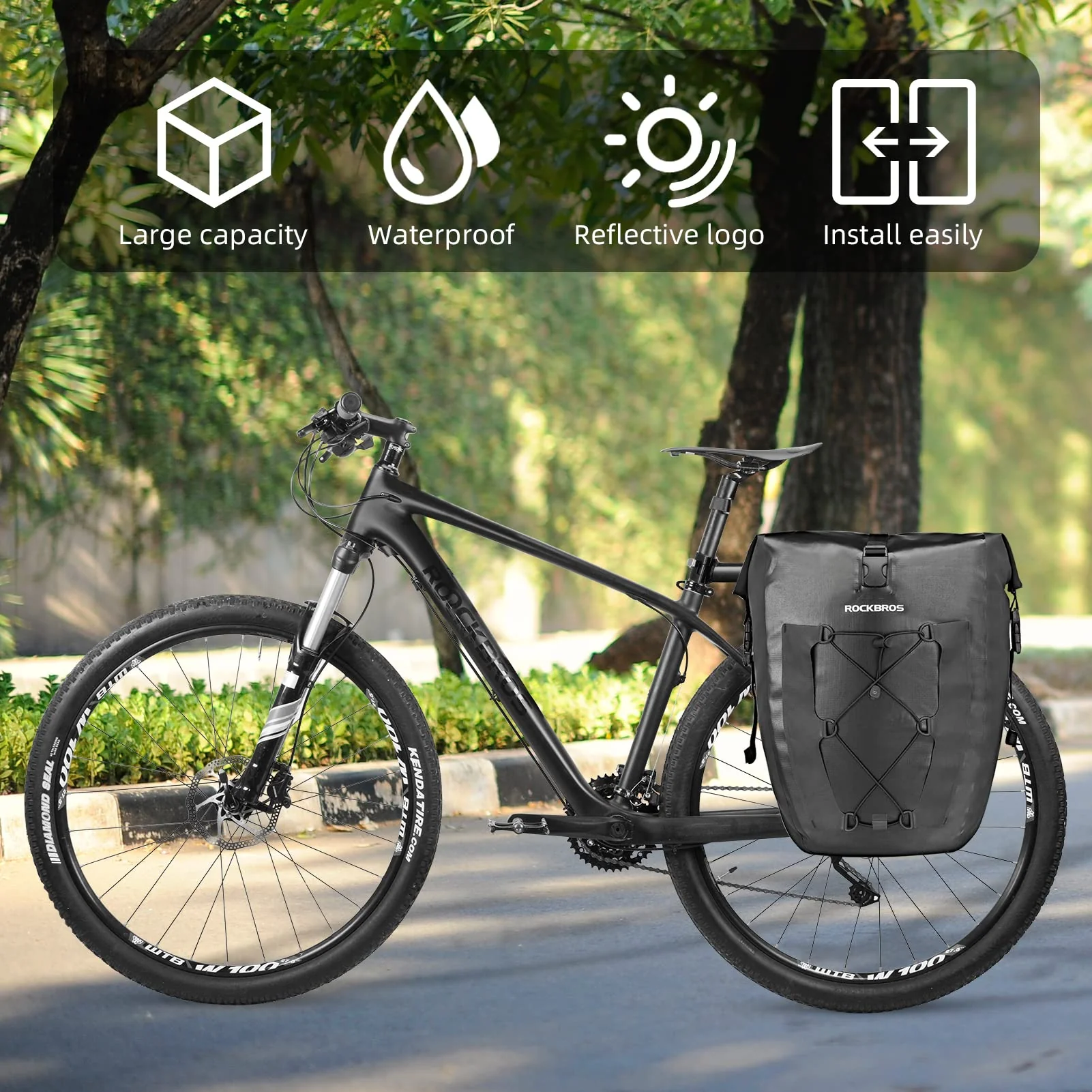 ROCKBROS Waterproof 27L Large Capacity Bike Rear Rack Bicycle Pannier Bag Waterproof - Image 6