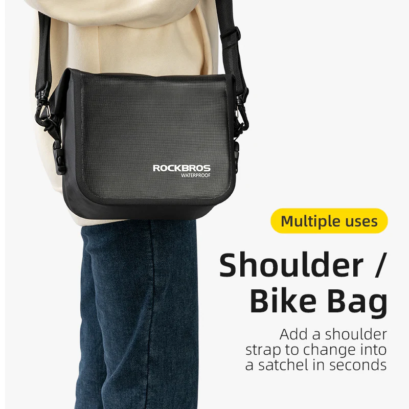 ROCKBROS Waterproof Bicycle Bag Folding Bike Front Basket Shoulder Pack Handlebar Bag - Image 7
