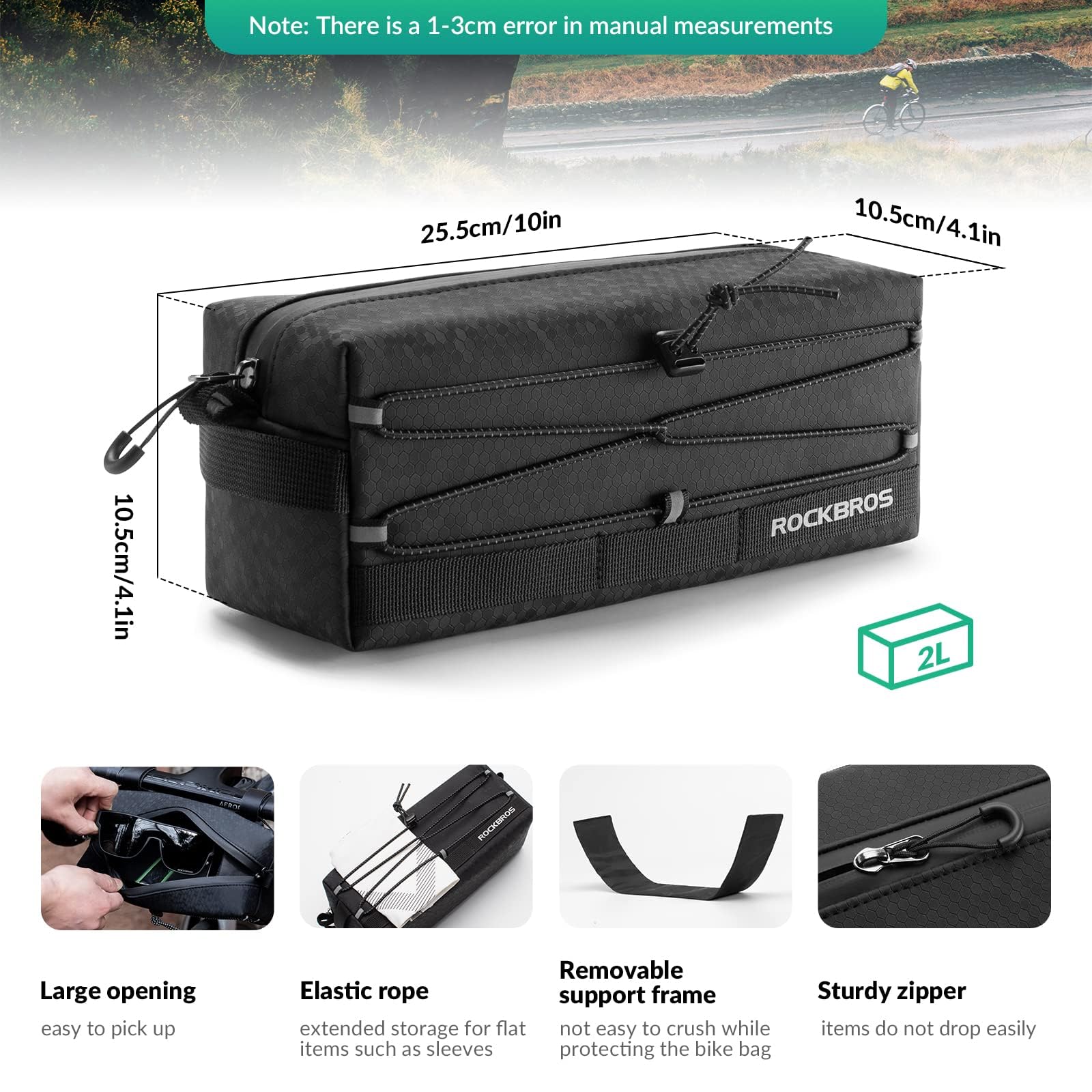 ROCKBROS Waterproof Bike Handlebar Bag Front Frame Storage Bag with Shoulder Strap - Image 3