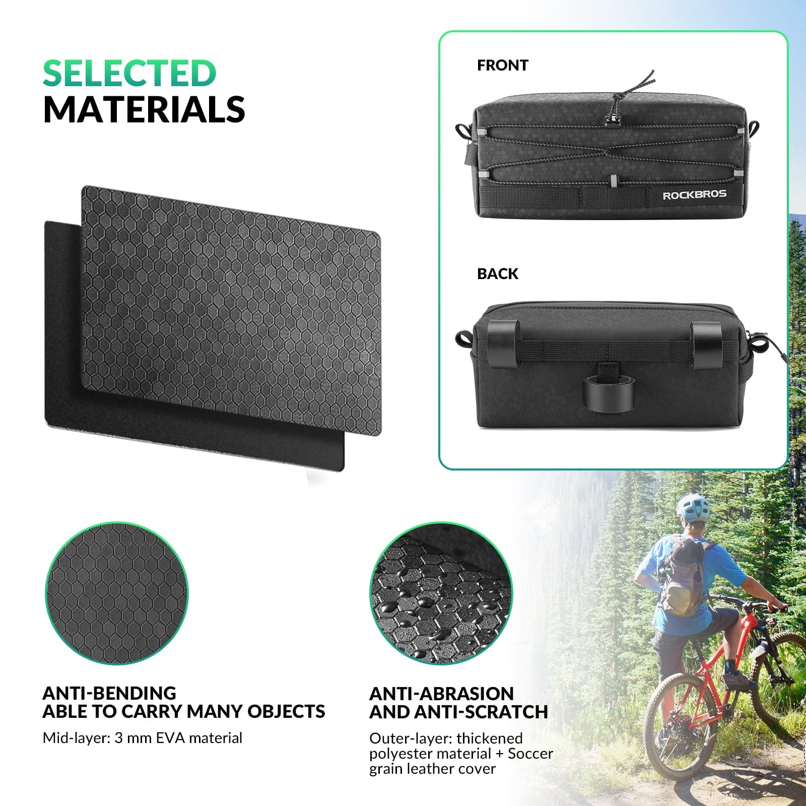 ROCKBROS Waterproof Bike Handlebar Bag Front Frame Storage Bag with Shoulder Strap - Image 4