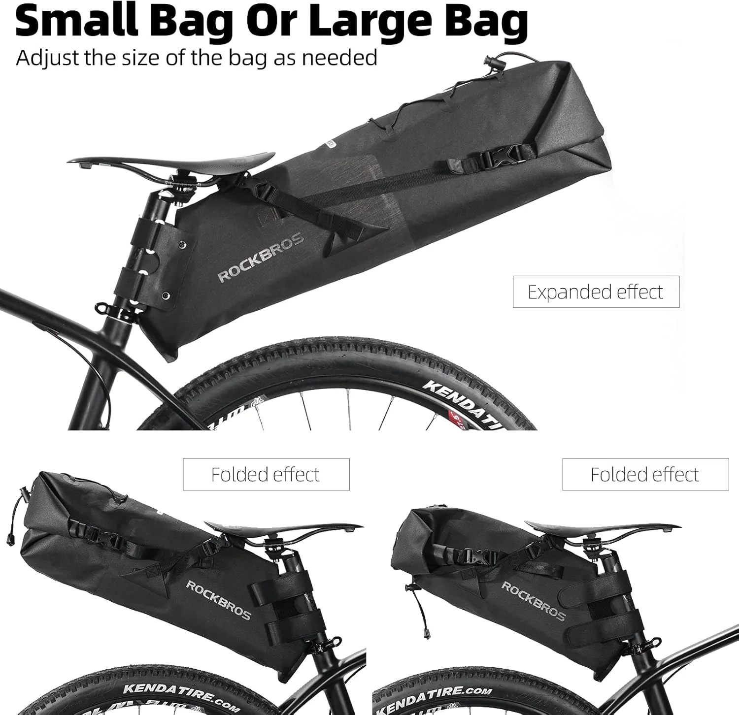 ROCKBROS Waterproof Bikepacking Saddle Bag 14L Adjustable Capacity Easy Install - Image 14