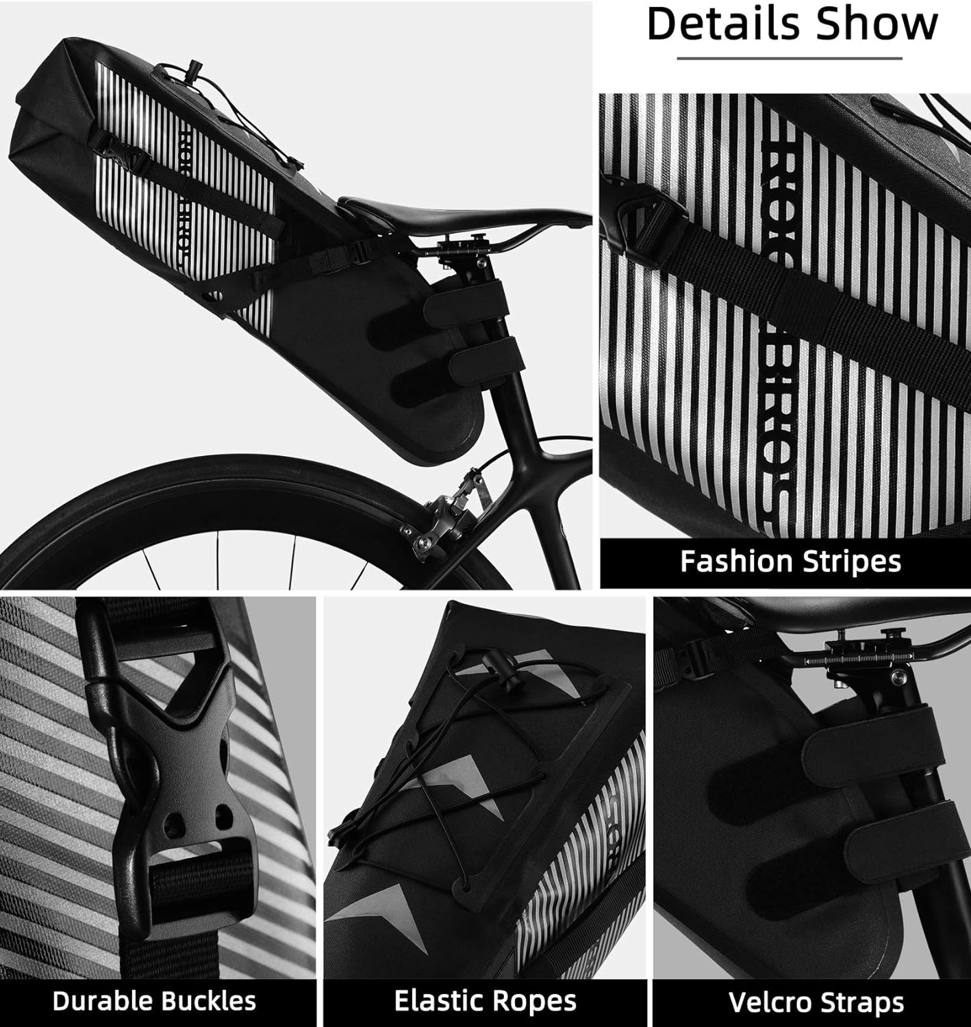 ROCKBROS Waterproof Bikepacking Saddle Bag 14L Adjustable Capacity Easy Install - Image 7