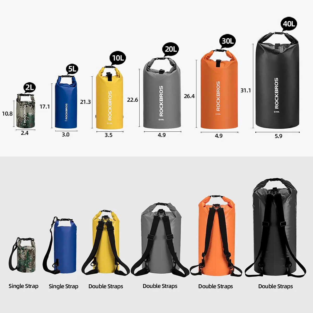 ROCKBROS Waterproof Dry Bag Heavy Durable Beach Backpack 2L 5L 10L 20L 30L Floating Dry Sack - Image 3