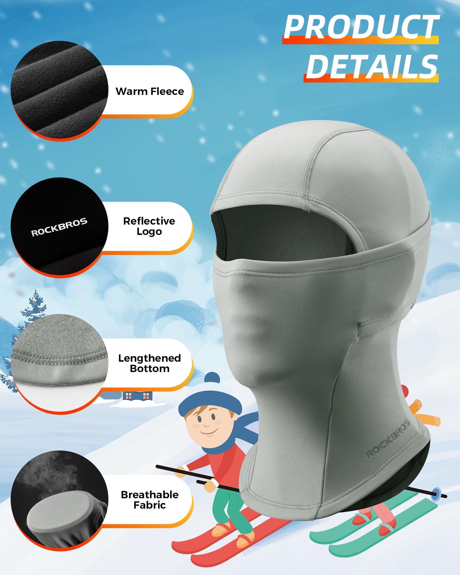 ROCKBROS Windproof Winter Balaclava Ski Mask for Kids - Image 16