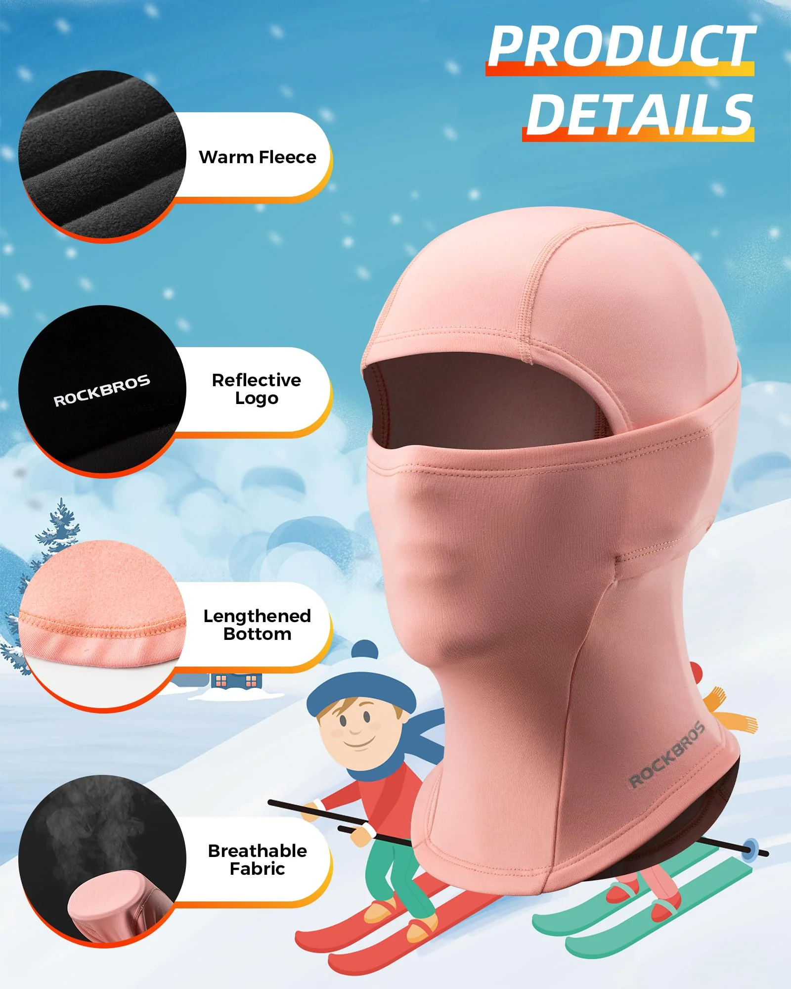 ROCKBROS Windproof Winter Balaclava Ski Mask for Kids - Image 23