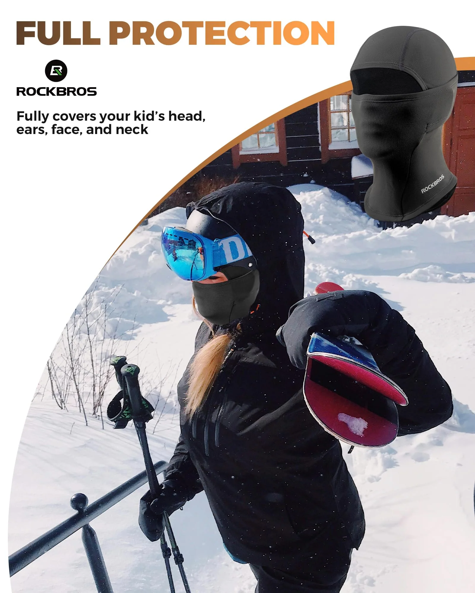 ROCKBROS Windproof Winter Balaclava Ski Mask for Kids - Image 3