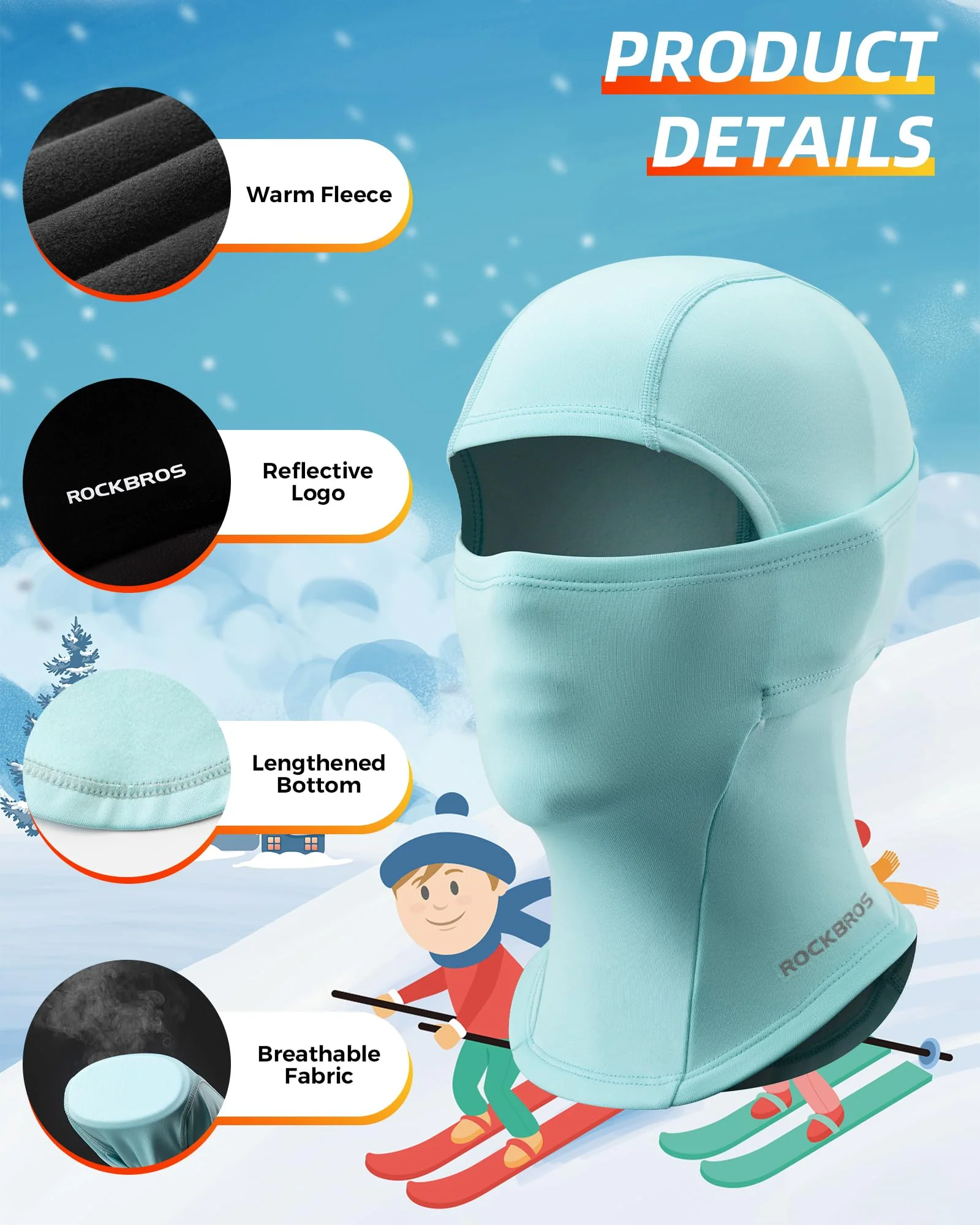 ROCKBROS Windproof Winter Balaclava Ski Mask for Kids - Image 9