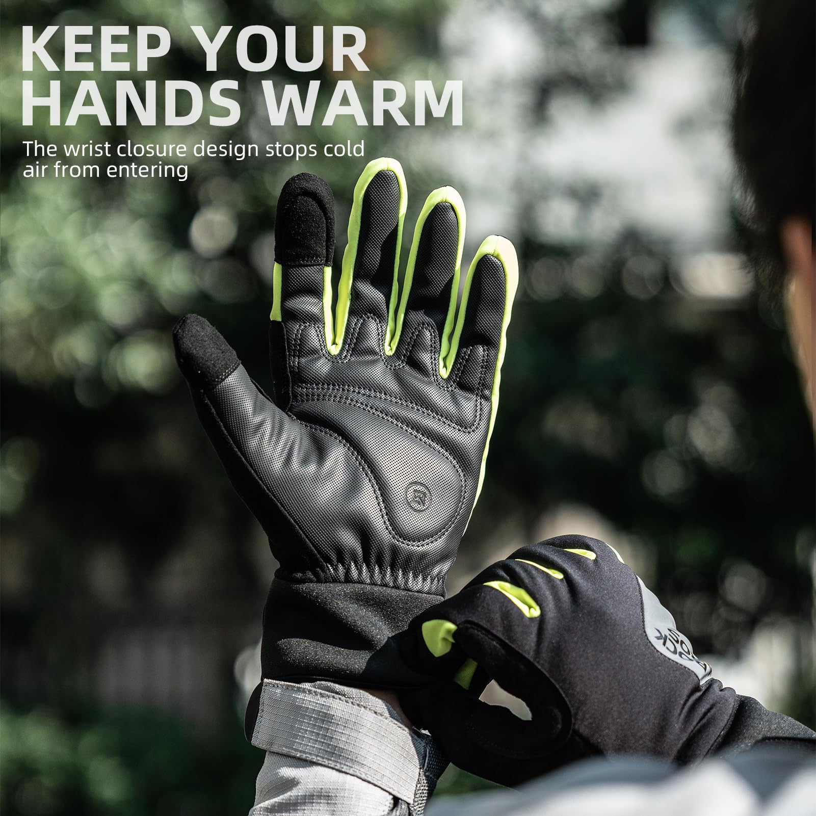 ROCKBROS Windproof Winter Cycling  Padded Thermal  Gloves for Men Women - Image 4