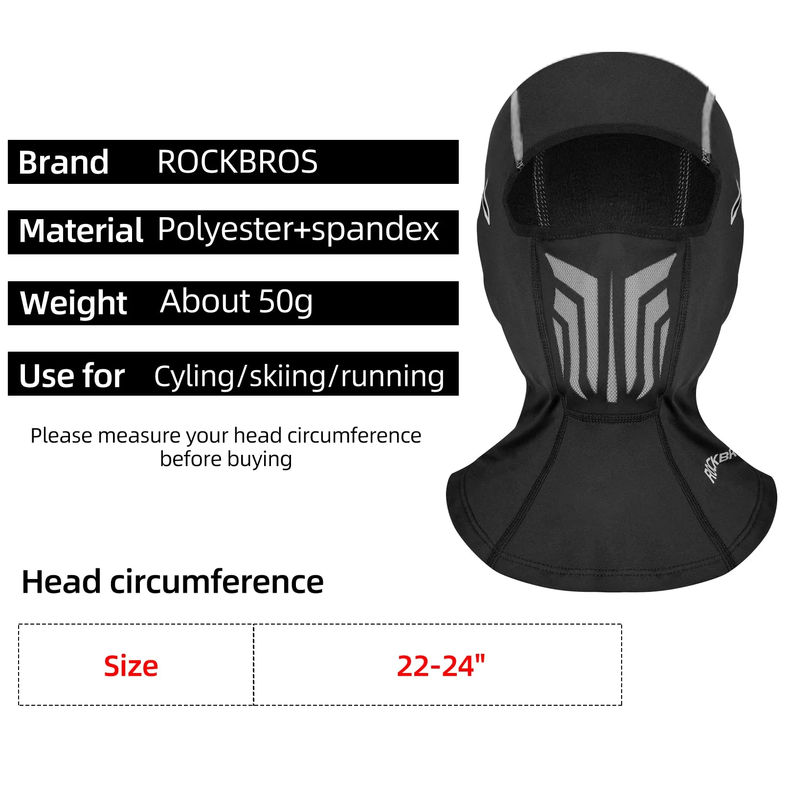 ROCKBROS Windproof Winter Fleece Balaclava for Men - Ski, Cycling, Motorcycle Mask - Image 4