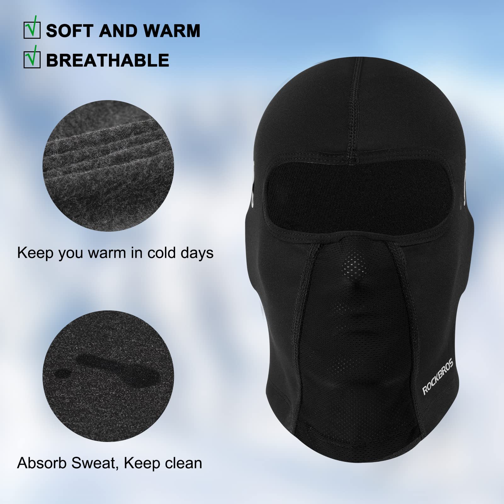 ROCKBROS Winter Balaclava Ski Mask with Glasses Holes for Men Women - Image 40