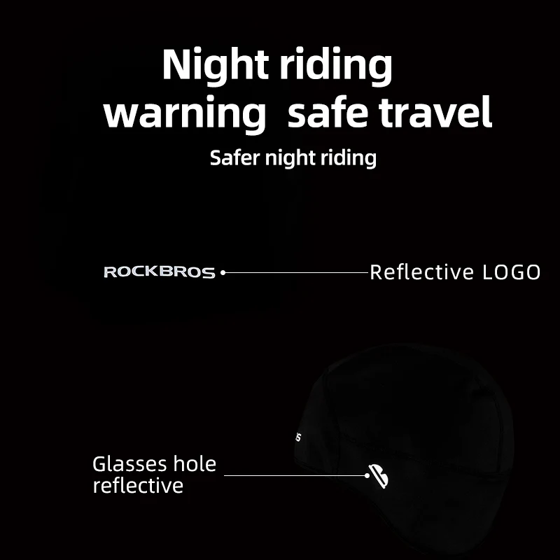 ROCKBROS Winter Bike Skull Cap Thermal Cycling Helmet Liner  Headwear with Light - Image 6
