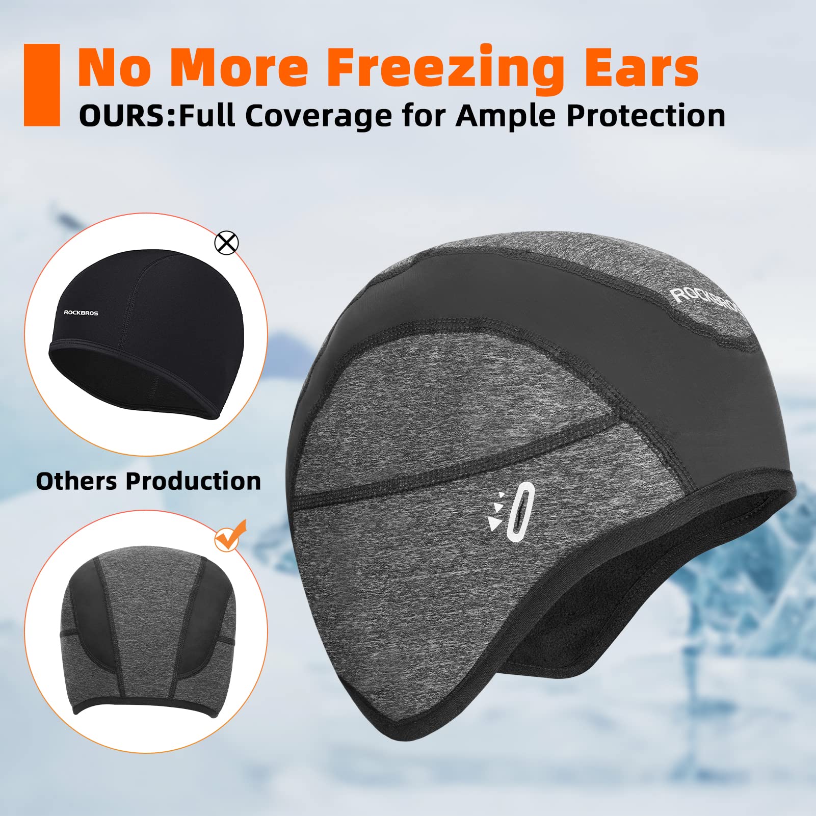ROCKBROS Winter Cycling Caps for Men Women Windproof Hat with Sun Visor Under Helmet Liner - Image 11