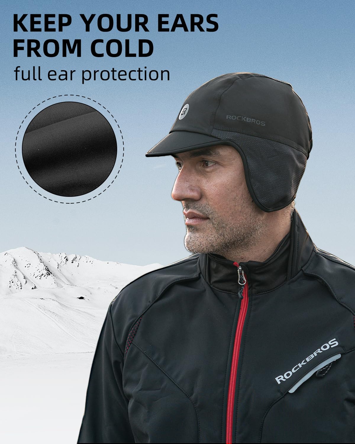 ROCKBROS Winter Cycling Caps for Men Women Windproof Hat with Sun Visor Under Helmet Liner - Image 20