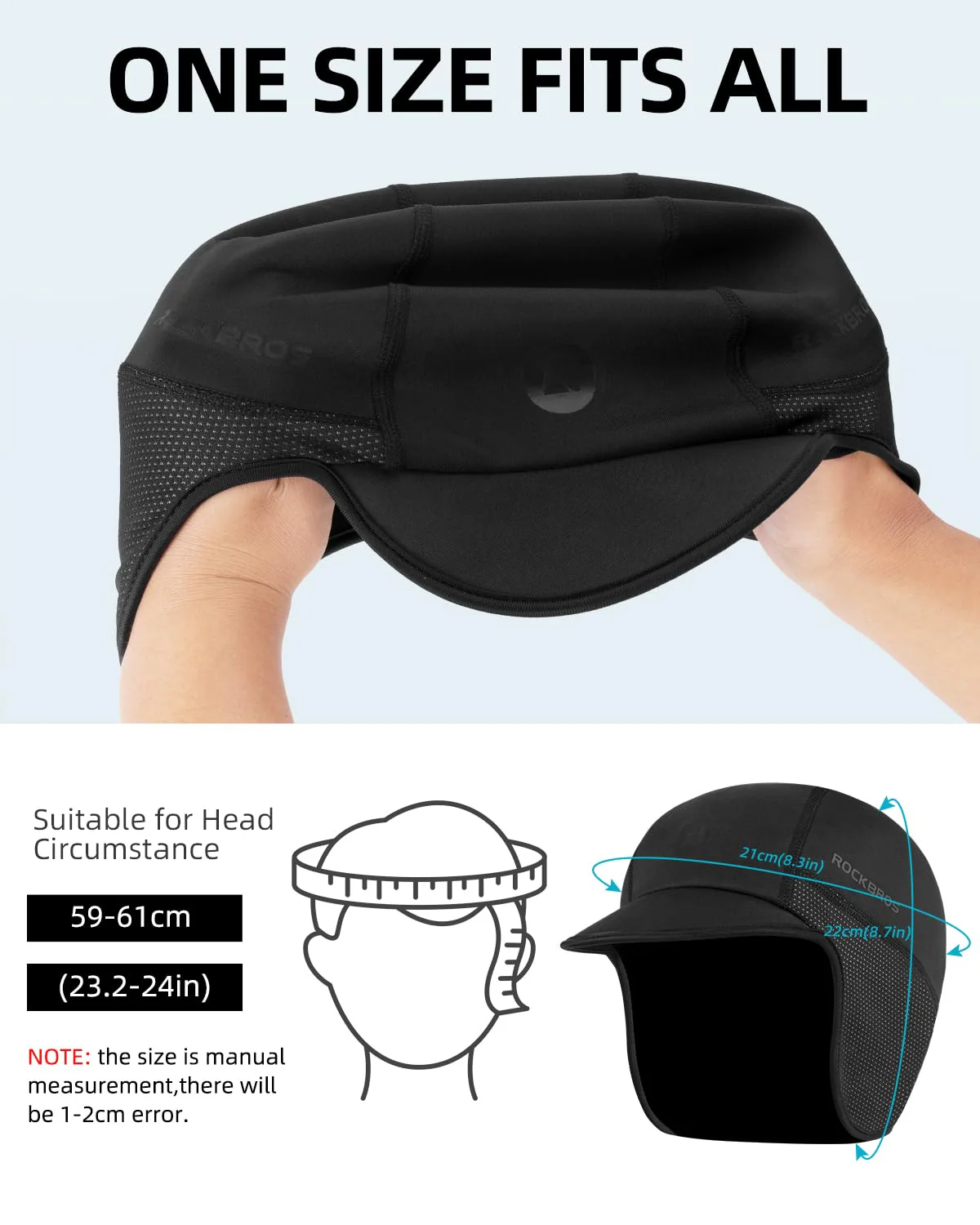 ROCKBROS Winter Cycling Caps for Men Women Windproof Hat with Sun Visor Under Helmet Liner - Image 22