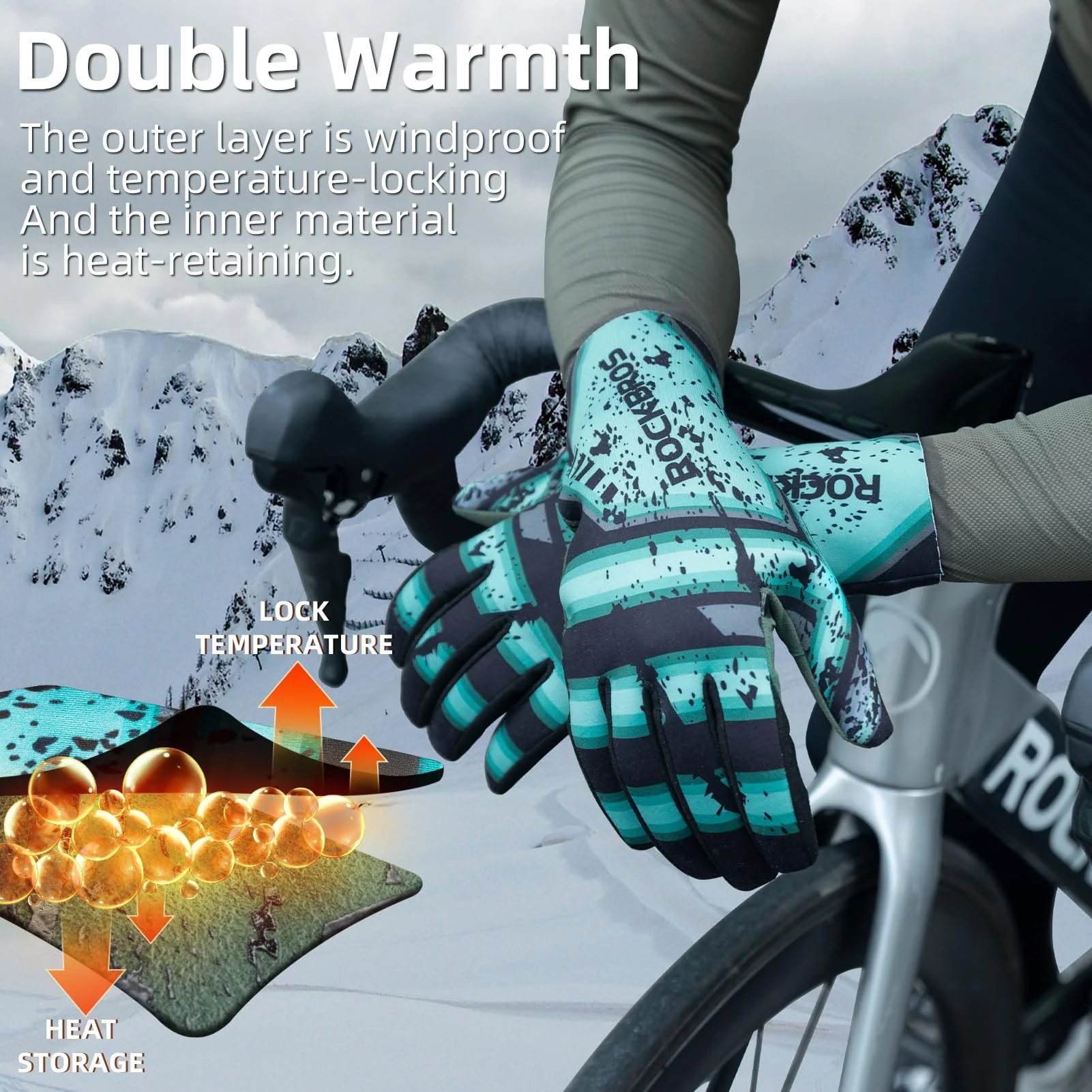 ROCKBROS Winter Cycling Gloves Men’s Thermal Windproof Full Finger MTB Gloves - Image 5