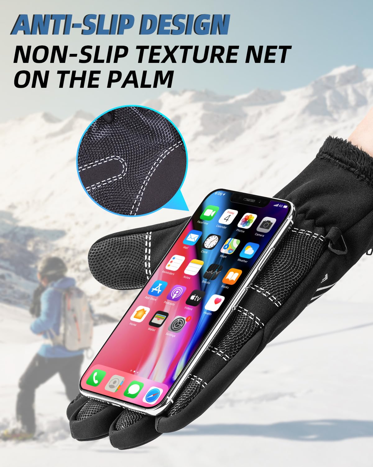 ROCKBROS Winter Cycling Gloves, Water-Resistant, Touch Screen, Anti-Slip Full Finger Gloves - Image 4