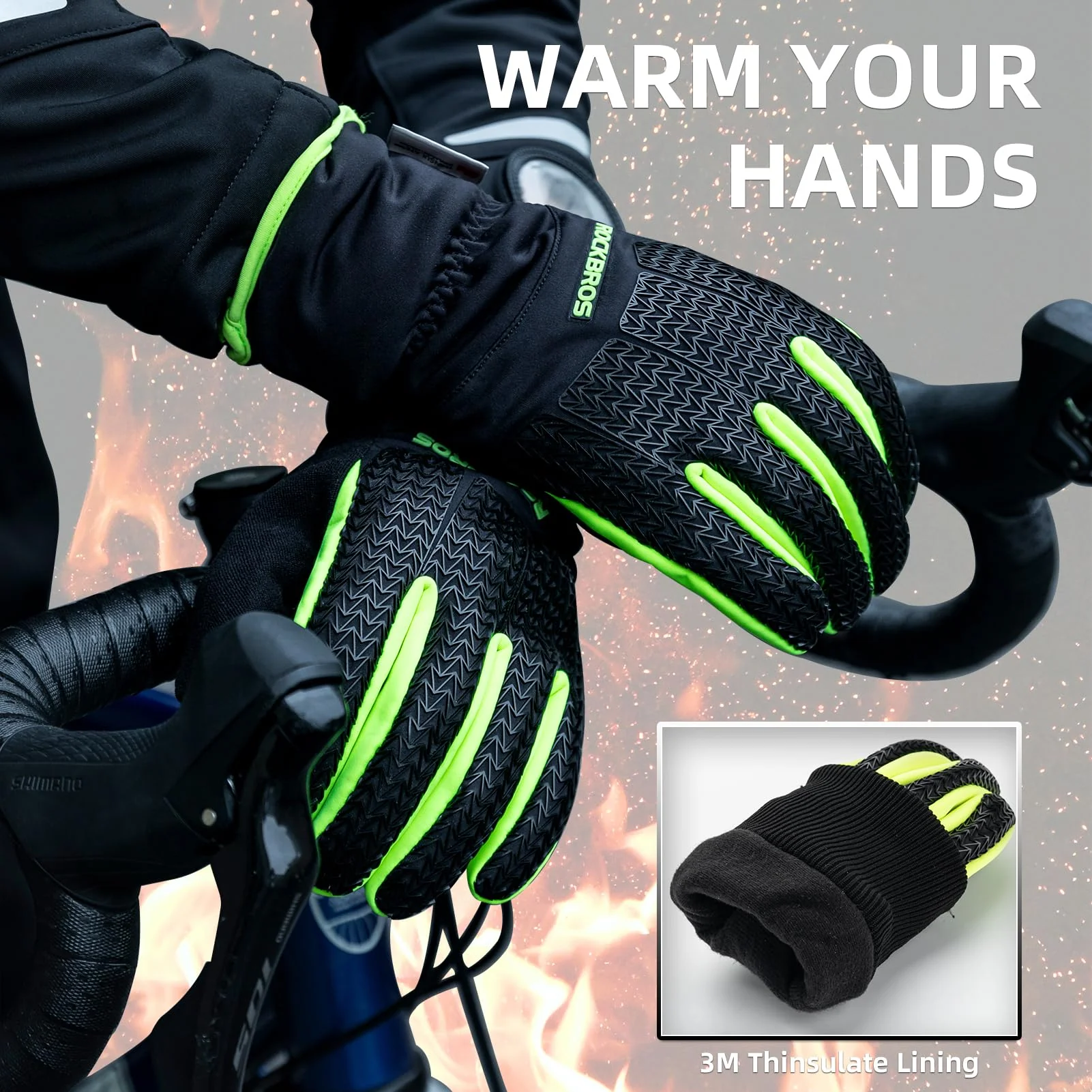 ROCKBROS Winter Cycling Gloves, Windproof Thermal Touchscreen Gloves for Men Women - Image 2