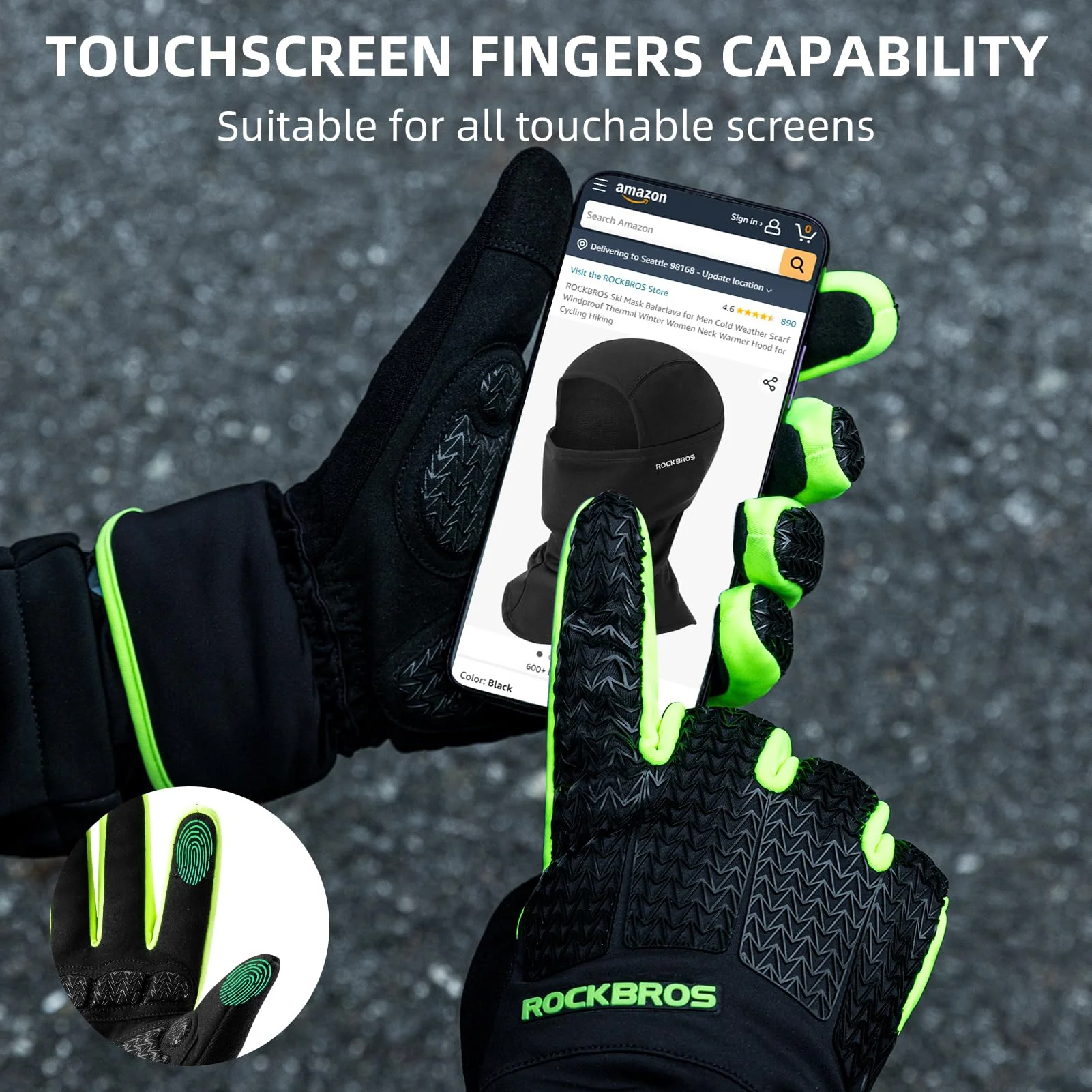 ROCKBROS Winter Cycling Gloves, Windproof Thermal Touchscreen Gloves for Men Women - Image 5