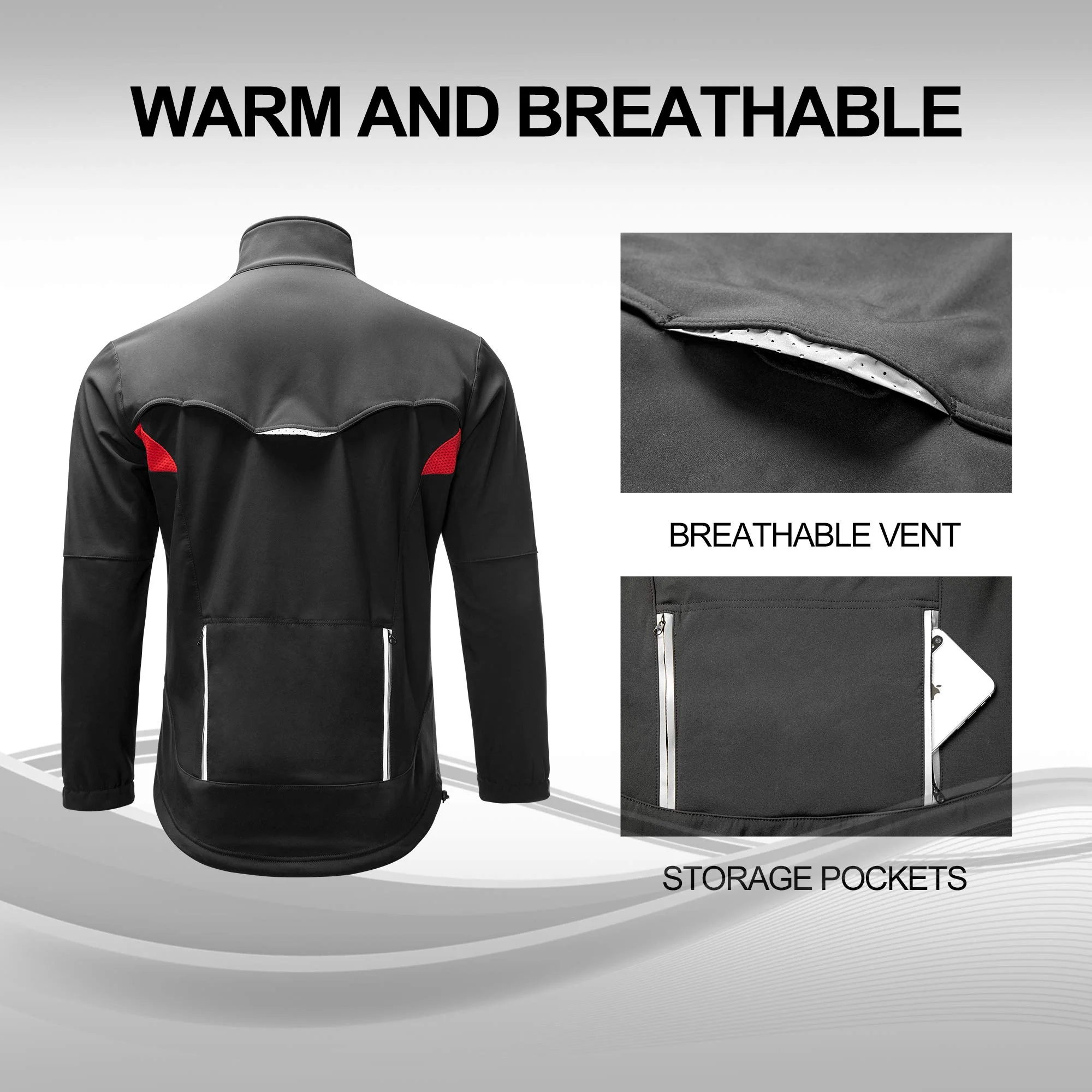 ROCKBROS Winter Cycling Jacket Thermal Fleece Windproof Jacket Running Biking Hiking - Image 4
