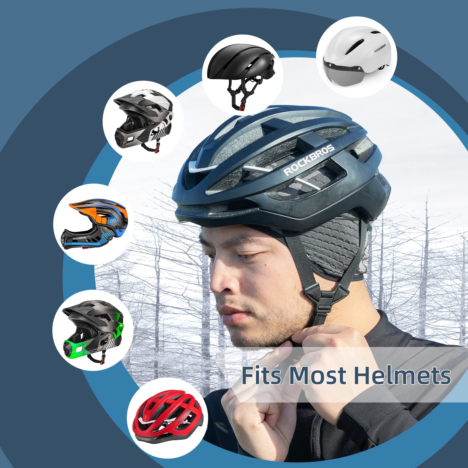 ROCKBROS Winter Cycling Skull Cap Thermal Helmet Liner with Earflaps for Men  Women - Image 6