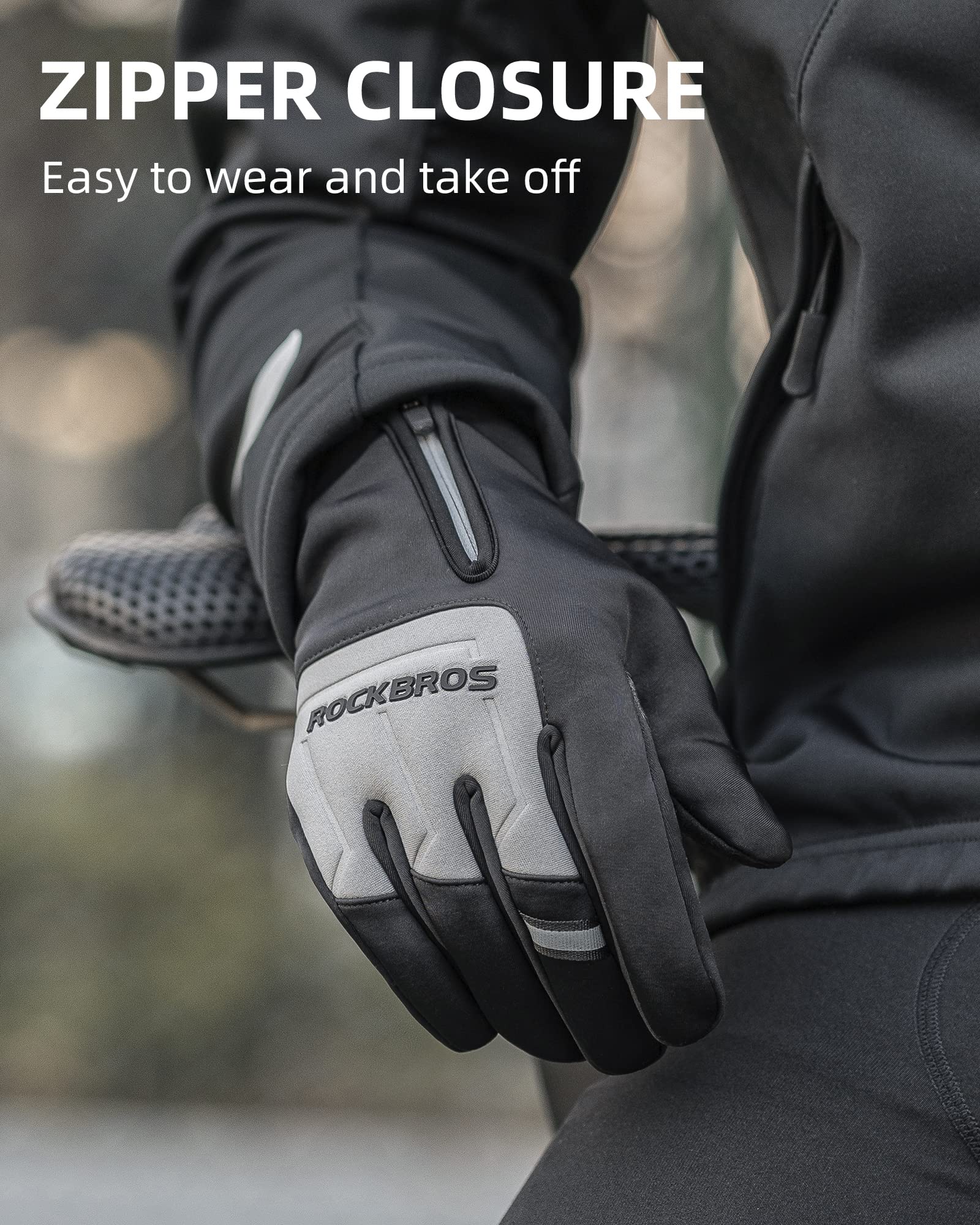 ROCKBROS Winter Cycling Thermal Running Ski Touchscreen Snow Gloves for Outdoor Sports - Image 3