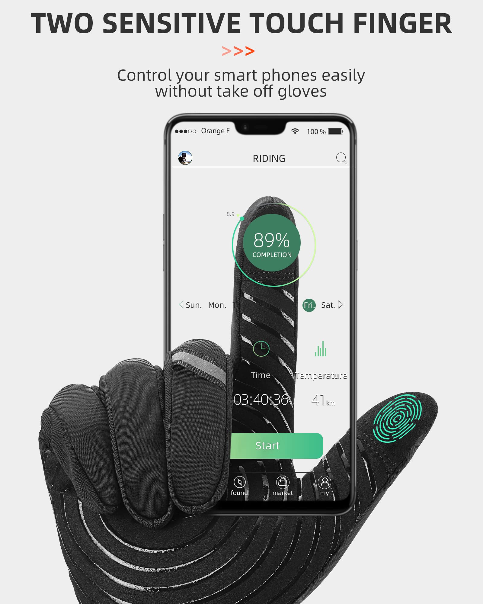 ROCKBROS Winter Cycling Thermal Running Ski Touchscreen Snow Gloves for Outdoor Sports - Image 4