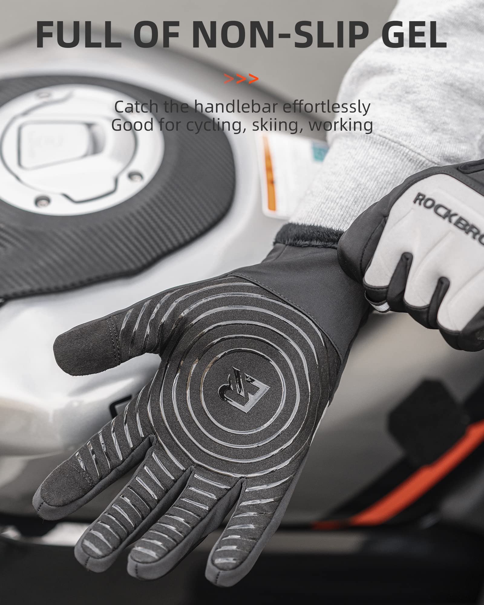 ROCKBROS Winter Cycling Thermal Running Ski Touchscreen Snow Gloves for Outdoor Sports - Image 5