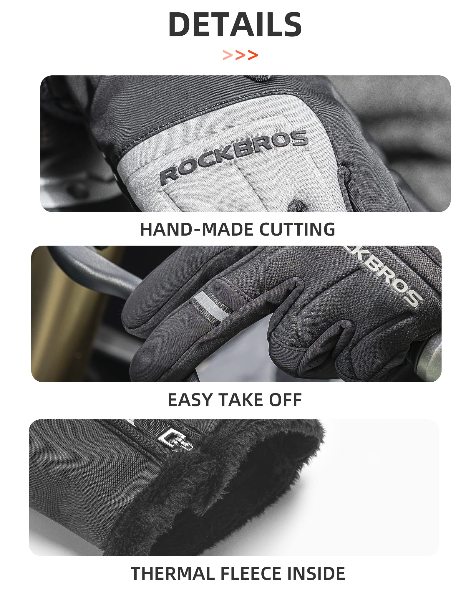 ROCKBROS Winter Cycling Thermal Running Ski Touchscreen Snow Gloves for Outdoor Sports - Image 6