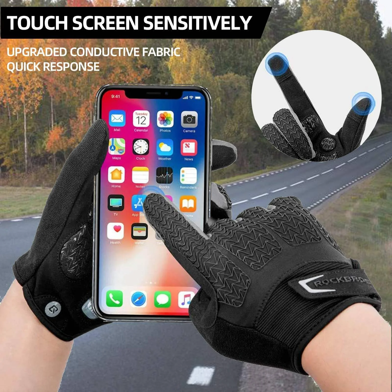 ROCKBROS Winter Cycling Windproof Anti-Slip Thermal Bike Gloves for Cycling,Biking,Running - Image 3