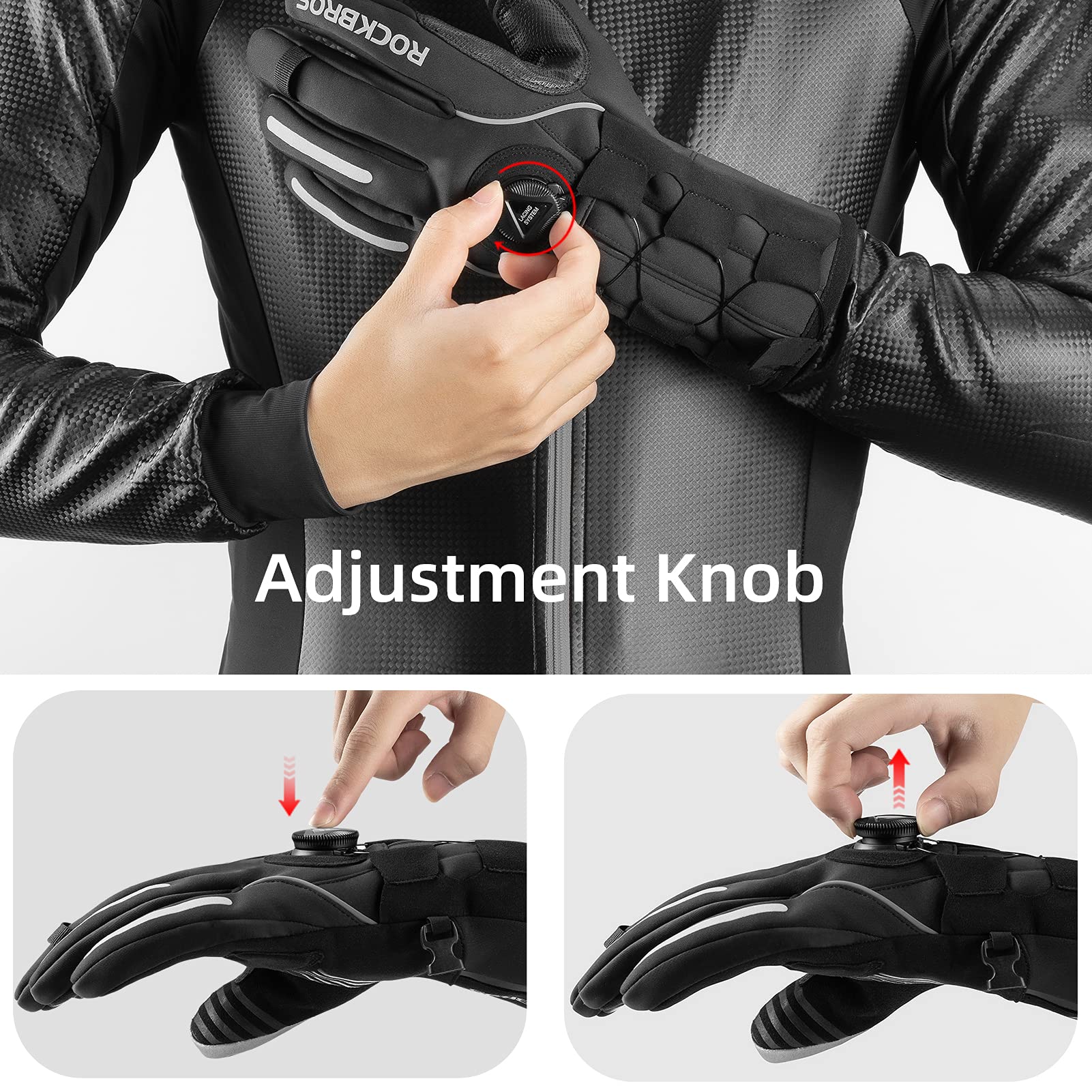 ROCKBROS Winter Gloves for Men Full Finger Touchscreen Cycling Gloves for Hiking Motorcycle - Image 4