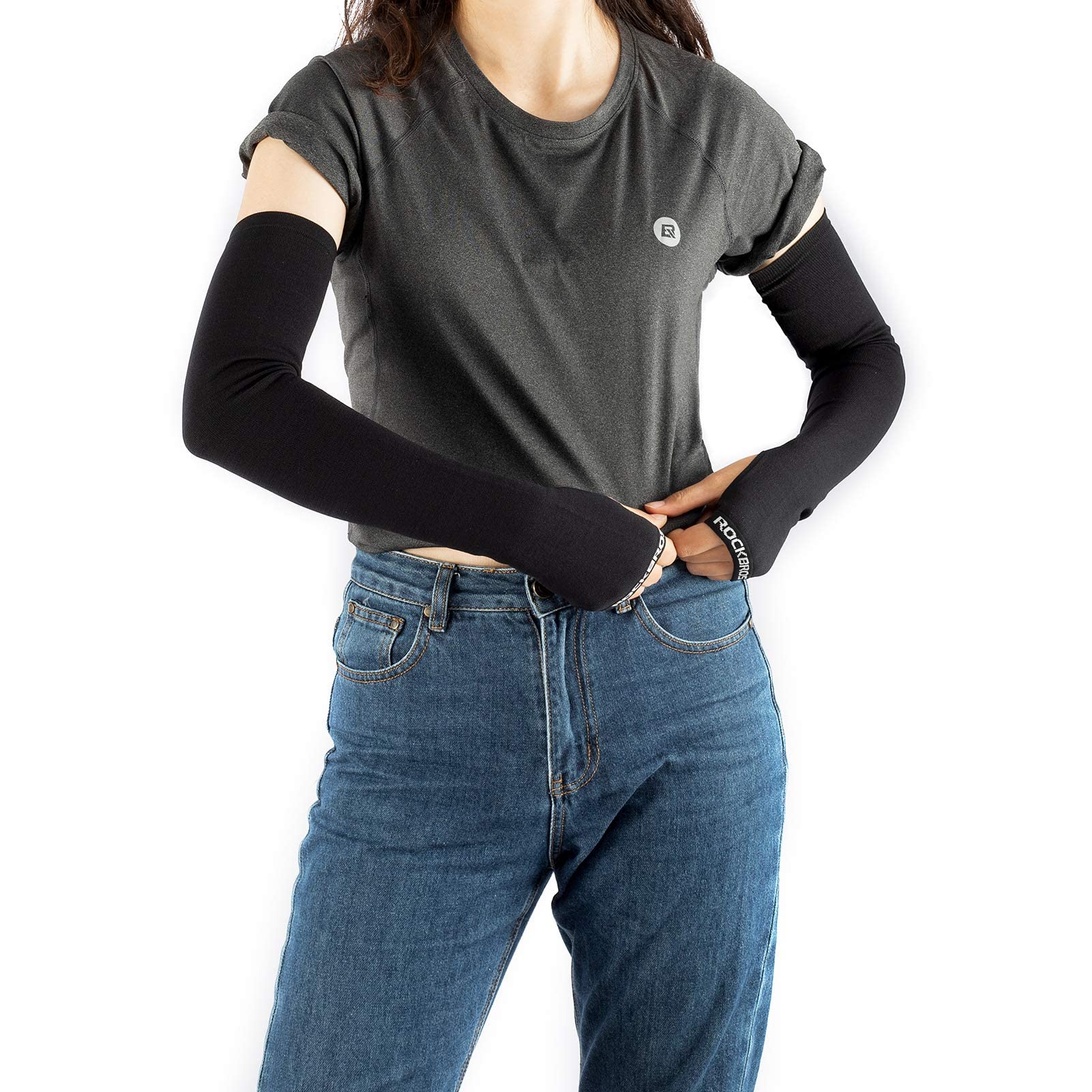 ROCKBROS Winter Knit Arm Warmers, Long Fingerless Sleeves for Women Men - Image 5